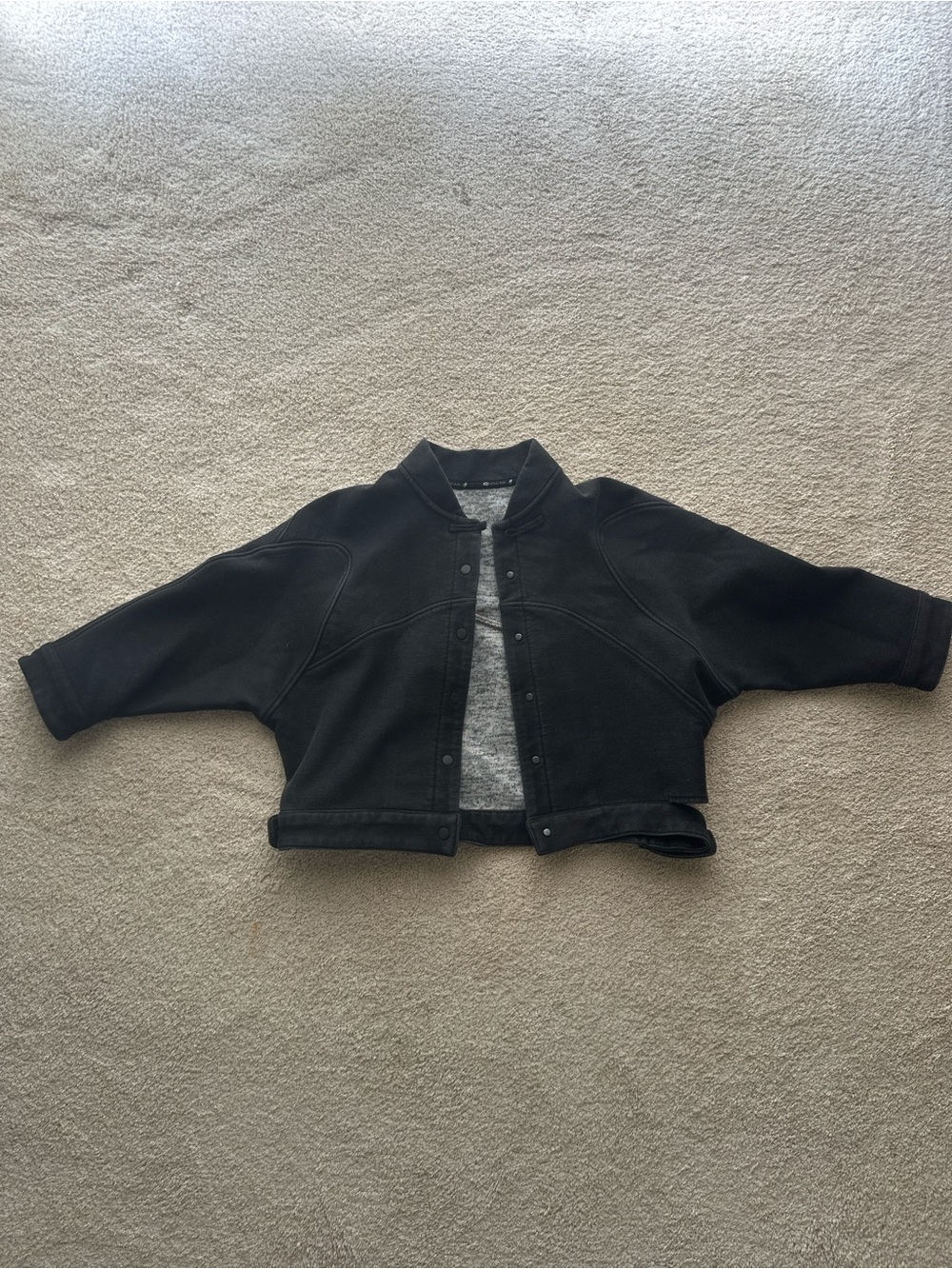 Kids Cropped Black Snap-Front Jacket